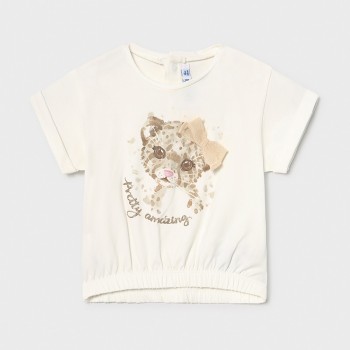 T-shirt manches courtes léopard bébé fille