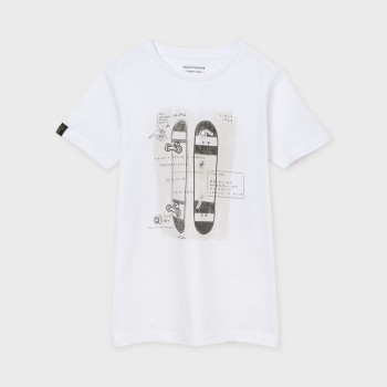 T-shirt Ecofriends blanc skates  garçon junior