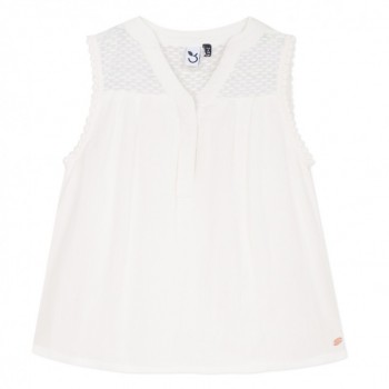 Chemise Sans Manche Blanc Casse - 3 POMMES - Boutique Jojo&Co