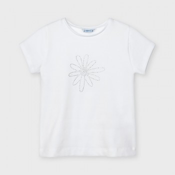 Tee Shirt blanc fleur en Strass - MAYORAL | Boutique Jojo&Co