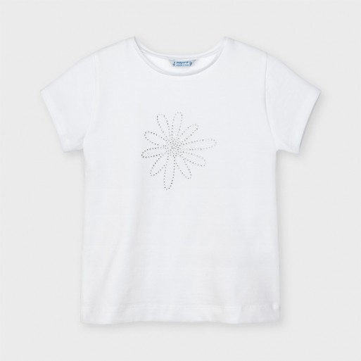 Tee Shirt blanc fleur en Strass - MAYORAL | Boutique Jojo&Co Tee Shirt blanc fleur en Strass - MAYORAL | Boutique Jojo&Co