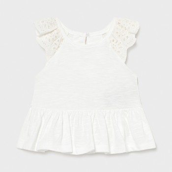 Top blanc dentelle bébé fille - MAYORAL | Jojo&Co : Vêtements enfants - Antibes