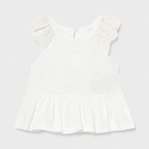 Top blanc dentelle bébé fille - MAYORAL | Jojo&Co : Vêtements enfants - Antibes