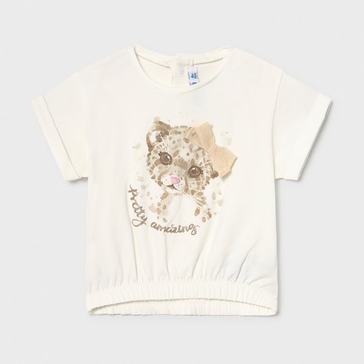 Tee shirt écru léopard bébé fille - MAYORAL | Jojo&Co : Vêtements enfants - Antibes