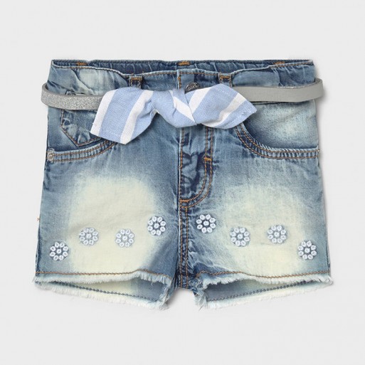 Short en jean et ceinture bébé fille - MAYORAL | Jojo&Co : Vêtements enfants - Antibes