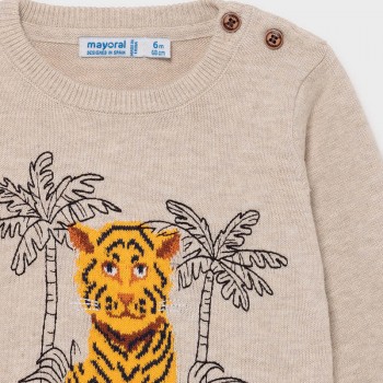 Pull beige tigre bébé garçon - MAYORAL | Boutique Jojo&Co
