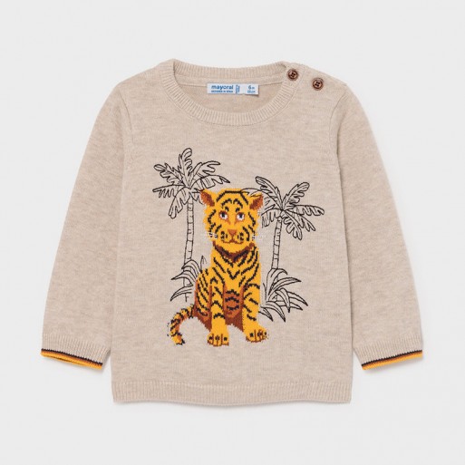 Pull beige tigre bébé garçon - MAYORAL | Boutique Jojo&Co