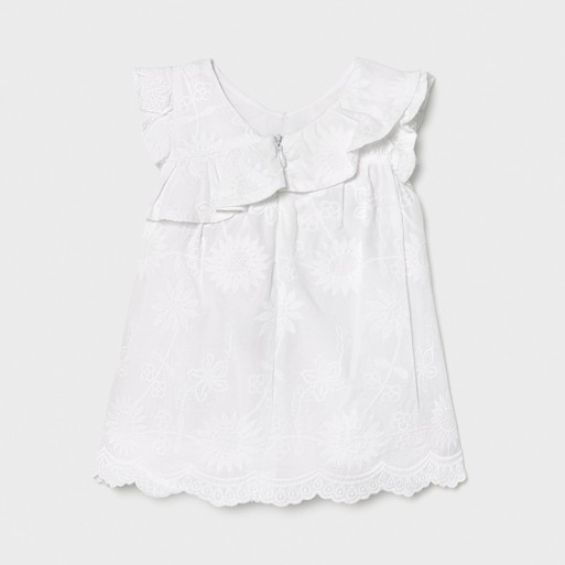 Robe Fille Girbaud Blanche Brodée - Taille 14 Ans Excellent État Occasion