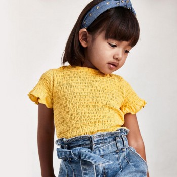 Tee Shirt smocké jaune fillettes - MAYORAL | Boutique Jojo&Co