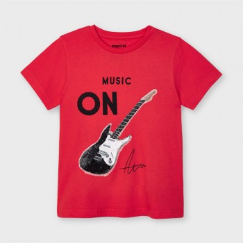 Tee shirt rouge guitare garçon - MAYORAL | Boutique Jojo&Co