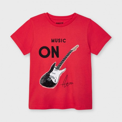 Tee shirt rouge guitare garçon - MAYORAL | Boutique Jojo&Co