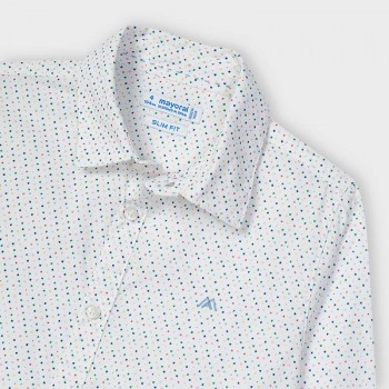 Chemise blanche micro imprimés garçon - MAYORAL | Boutique Jojo&Co