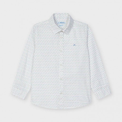 Chemise blanche micro imprimés garçon - MAYORAL | Boutique Jojo&Co