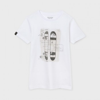 Tee shirt blanc skates junior - MAYORAL | Boutique Jojo&Co