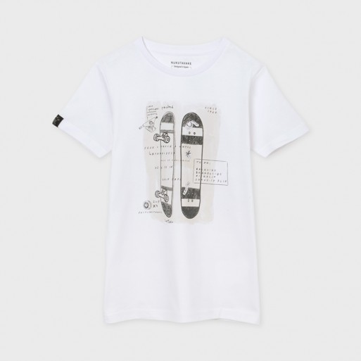 Tee shirt blanc skates junior - MAYORAL | Boutique Jojo&Co