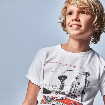 Tee shirt blanc skate junior - MAYORAL | Boutique Jojo&Co