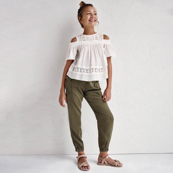 Pantalon kaki fille - MAYORAL | Jojo&Co : Vêtements enfants - Antibes
