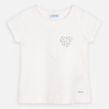 Tee Shirt Ecru Coeur de Strass