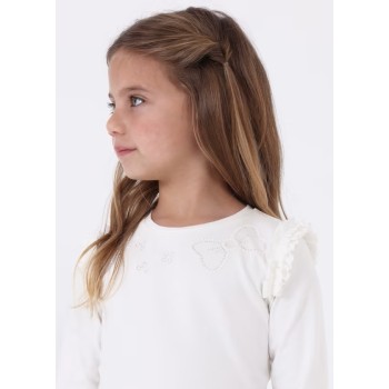 T-shirt écru fille - MAYORAL | Jojo&Co : Vêtements enfants - Antibes