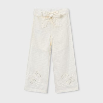 Pantalon lin brodé - MAYORAL | Jojo&Co : Vêtements enfants - Antibes