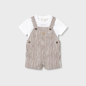 Ensemble salopette tee shirt bébé boy cacao - MAYORAL | Jojo&Co : Vêtements enfant - Antibes