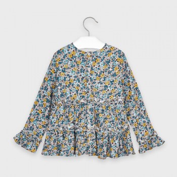 Blouse fleurs vert canard - MAYORAL |  Jojo&Co : Vêtements enfants - Antibes